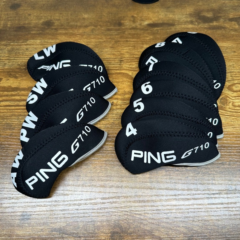 Ping G710 Iron Headcovers Set of 10 Black Neoprene 4-9 PW SW LW AW Golf Club